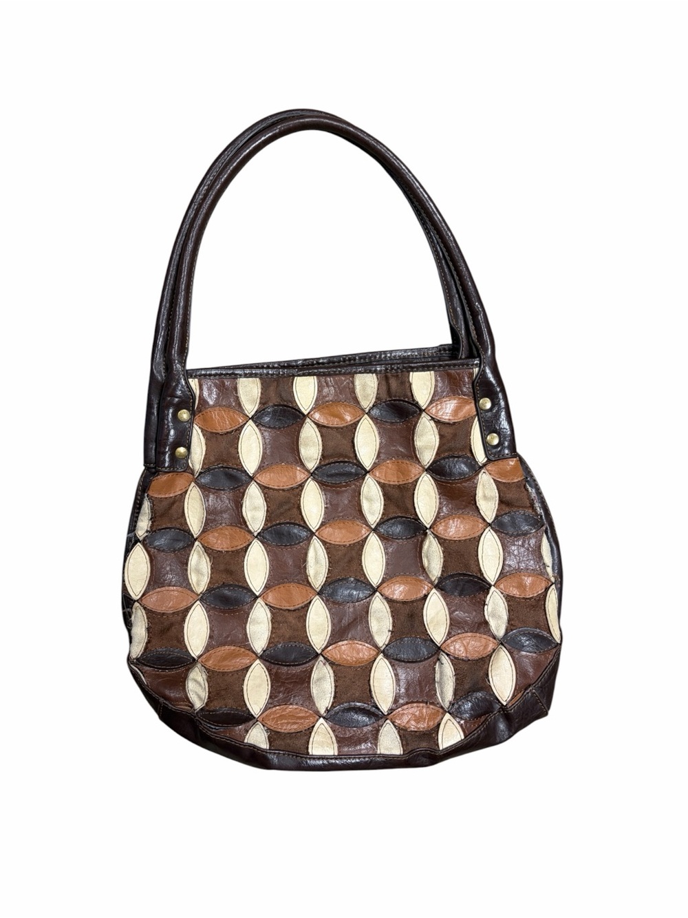 Vintage Axcess Women’s Brown Multi-Color Patchwork Shoulder Bag